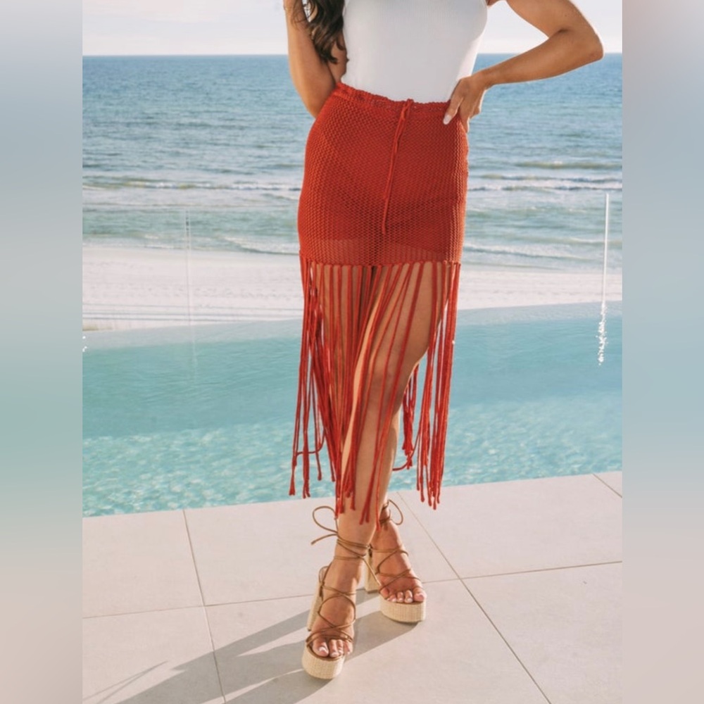 Rust tassel skirt